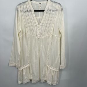 Free People Ivory Crochet-Trim Mini Dress or Tunic